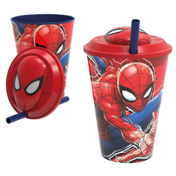 Vaso Spiderman Marvel 430ml 3D pajita