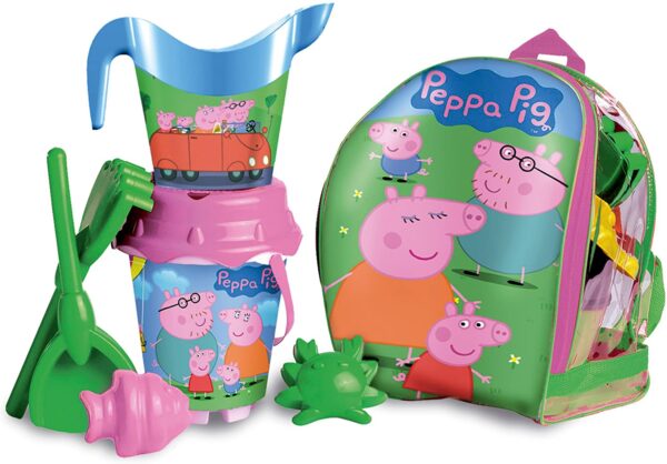 MOCHILA PEPPA PIG CON CASTILLO Y MOLDES REGADERA