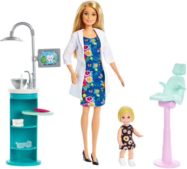 Barbie Quiero Ser Dentista muñeca con muñeca bebé y accesorios, regalo para niñas y niños 3-9 AÑOS