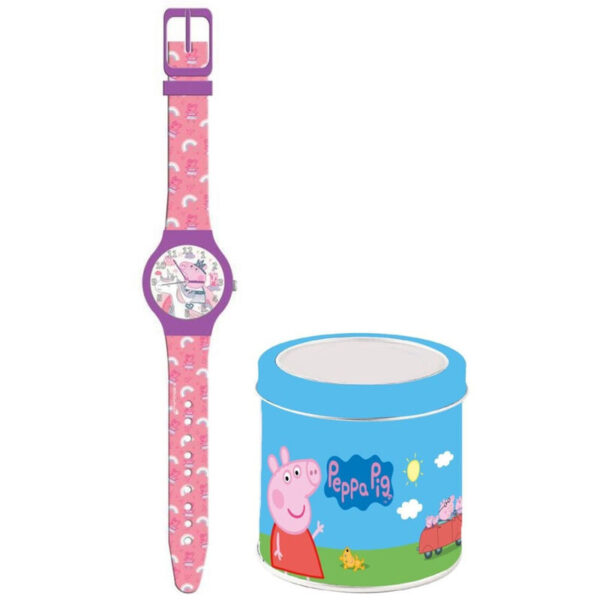 Reloj analógico con caja de Peppa Pig